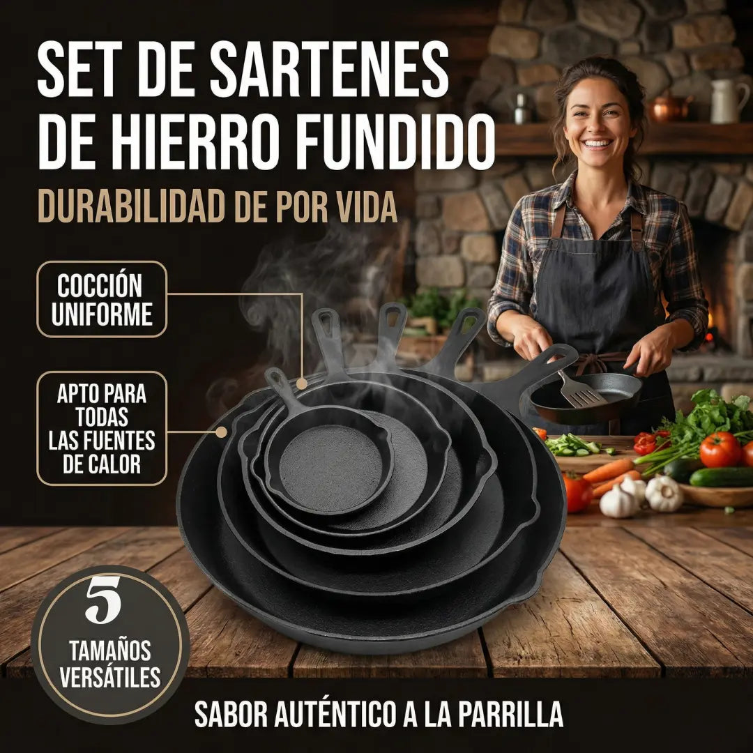 Set sartenes de hierro fundido Chef Cast 5 pzas