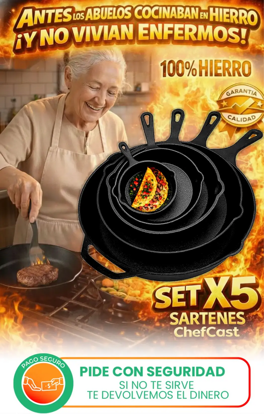 Juego De Ollas Hierro Fundido Premiun 5 Piezas